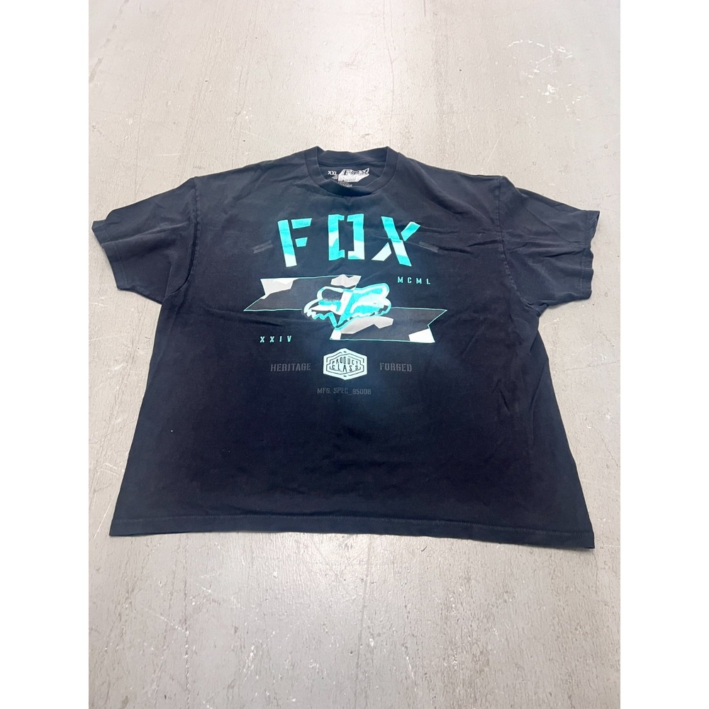 Fox Racing T-Shirt Mens 2XL Black Graphic 100% Cotton Regular Fit Short Sleeve